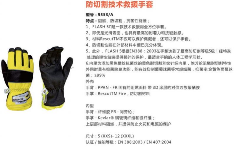 防切割技术救援手套